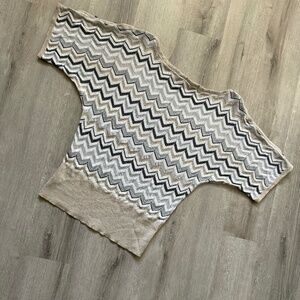 White House Black Market Women’s Neutral Striped Shimmer Sweater Size M